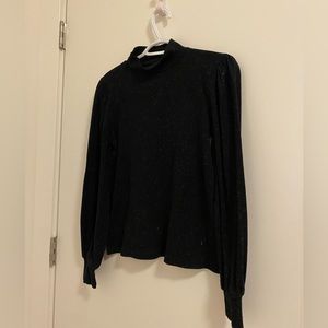 2/$20 Gap size M black faux sparkly turtle neck mock neck puff sleeve shirt